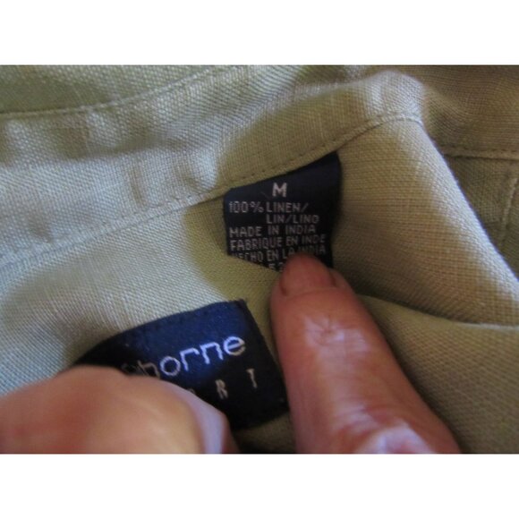 Liz Claiborne Green Linen Tunic Style Button Down Shirt in Size M - Picture 9 of 9